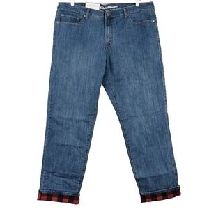 Eddie Bauer Men's Stretch Warm Flannel Lined Denim Jeans 40x34 Straight Fit NWT